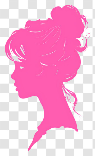 Pink Barbie Head Silhouette - Elegant Pink Silhouette Of A Woman Transparent PNG