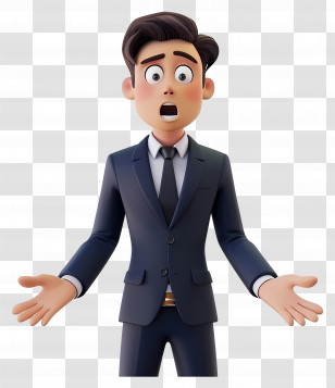 3d Businessman Shocked Surprised - Cartoon Businessman In Surprise Pose Transparent PNG