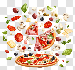 Pizza Ingredients - Exploding Pizza Ingredients Transparent PNG