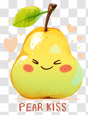 Pear Kiss - Cute Pear Kiss Illustration Transparent PNG