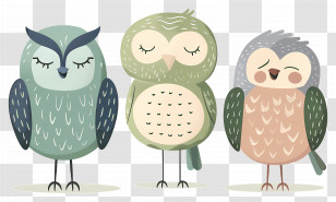 Cute Owls - Cute Sleeping Cartoon Owls Transparent PNG