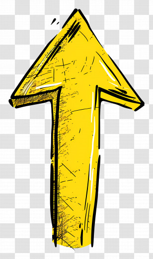 Hand Drawn Arrow - Hand-Drawn Upward Yellow Arrow In Sketch Style Transparent PNG