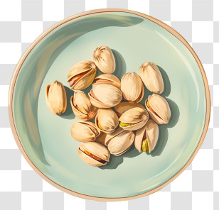 Pistachio - Bowl Of Shelled Pistachios On Plate Transparent PNG