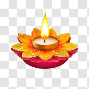 Deepavali
 - Lotus Diya With Bright Flame For Festival Transparent PNG