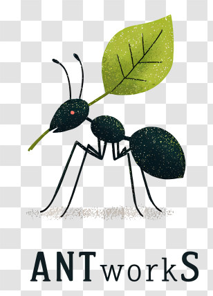 Antworks Logo - Ant Carrying Leaf Logo Transparent PNG