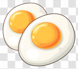 Fried Eggs - Two Fried Eggs Illustration In Cartoon Style Transparent PNG