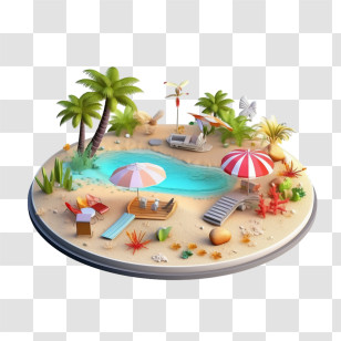 Travel - Tropical Miniature Art Of Beach Island Transparent PNG