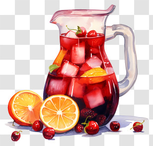 Fruit Juice - Jug Of Refreshing Fruit Punch With Ice And Fruits Transparent PNG