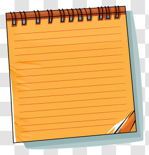 Hand Drawn Paper Note Sticker - Cartoon Style Orange Notepad With Lines Transparent PNG