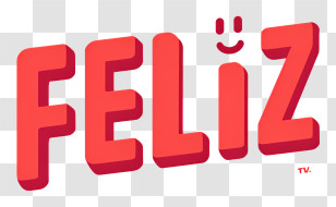 Feliz Logo - FELIZ Red 3D Lettering Transparent PNG