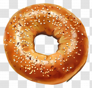Bagel - Delicious Sesame Bagel Illustration Transparent PNG