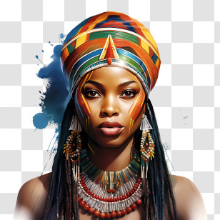 South Africa Heritage Day - Elegant Woman With Colorful Headwrap Transparent PNG