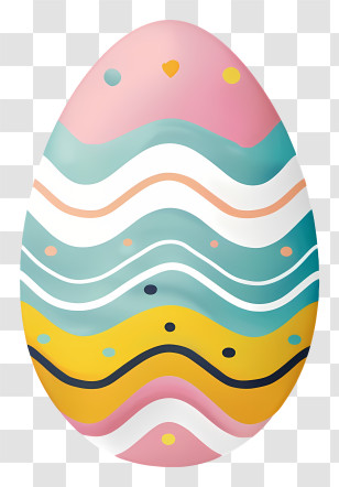 Easter Egg Painting - Colorful Easter Egg With Wavy Patterns Transparent PNG