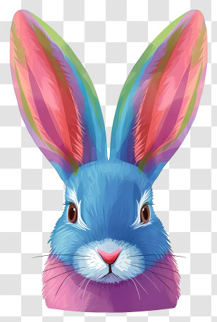 Watercolor Bunny Ears - Cute Vibrant Blue Rabbit Transparent PNG