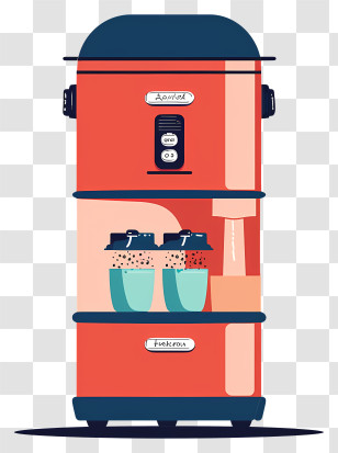 Water Cooler - Modern Red Coffee Machine Transparent PNG