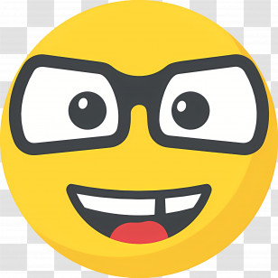 Nerd Emoji - Funny Nerdy Emoji With Glasses Transparent PNG