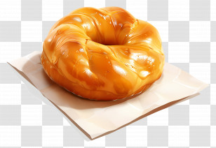 Brioche Bread - Caramel Glazed Donut On Paper Transparent PNG