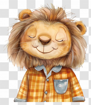 Lion - Cute Illustrated Cartoon Lion Transparent PNG