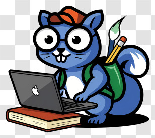 Cartoon Squirrel Student - Geeky Squirrel Using Laptop Transparent PNG