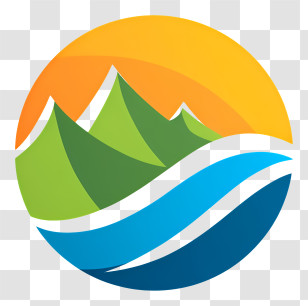 Travel Logo - Mountain And Wave Circle Logo Transparent PNG