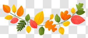 Thanksgiving Autumn Leaf Garlands - Orange Autumn Leaf Garland Transparent PNG