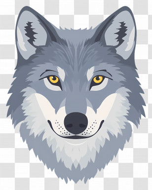 Wolf Head - Realistic Gray Wolf Head Portrait With Intense Golden Eyes Transparent PNG