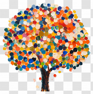 Colorful Tree - Colorful Tree Painting Transparent PNG