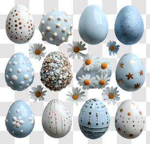 Easter Eggs - Decorated Pastel Easter Eggs With Spring Flowers Transparent PNG
