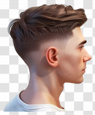 Straight Hair Mid Fade Haircut - Man With Modern Hairstyle In Profile View Transparent PNG
