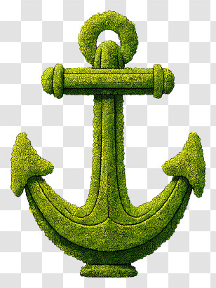 Mossy Anchor Symbol - Leafy Green Anchor Transparent PNG