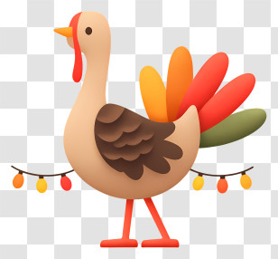 Thanksgiving Light String - Colorful Cartoon Turkey Transparent PNG