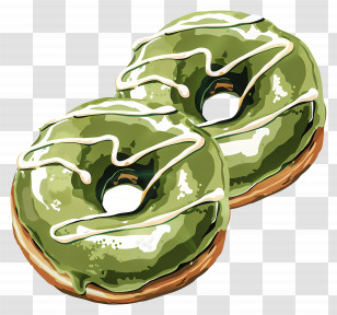 Green Glazed Donuts With Icing - Green Glazed Donuts With Icing Transparent PNG