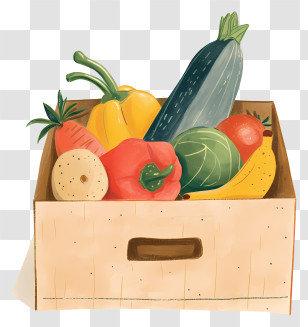 Vegetable Box - Cartoon Crate Of Assorted Vegetables Transparent PNG