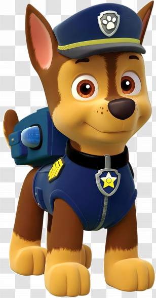Paw Patrol - Cartoon Police Dog Character In Blue Uniform Transparent PNG