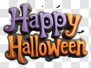 Happy Halloween Text - Ornate Happy Halloween Text Transparent PNG