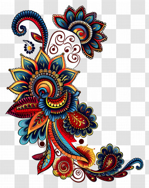 Mehndi Design - Colorful Paisley Ornamental Design Transparent PNG