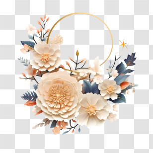 Mid Autumn Day
 - Elegant Floral Circle Decoration Transparent PNG