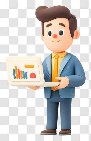 Businessman Showing Chart - Man Presenting Data On Laptop Transparent PNG