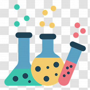 Science Lab - Colorful Chemical Flasks Illustration Transparent PNG