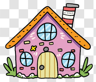 Pink Cottage - Cartoon Doodle Pink House Transparent PNG