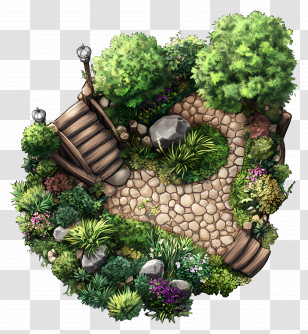 Garden Top View - Garden Path With Plants And Stones Transparent PNG