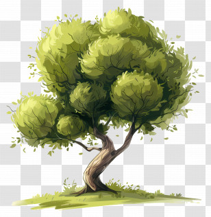 Tree - Cartoon Green Tree With Bushy Foliage Transparent PNG