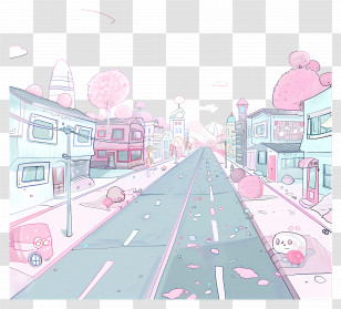 Road - Pastel City Street Transparent PNG