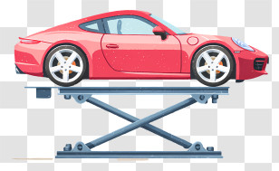 Car Repair Shop - Red Sports Car On Lift Transparent PNG