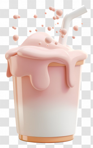 Aesthetic Milk Tea - Delicious Pink Milkshake Drink Transparent PNG
