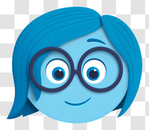 Cartoon Sadness - Blue Smiling Face With Glasses Emoji Transparent PNG