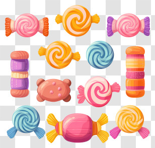 Lollipops - Assorted Colorful Candies Transparent PNG