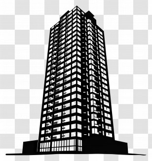 Building Silhouette - Black Silhouette Of Urban Skyscraper Transparent PNG