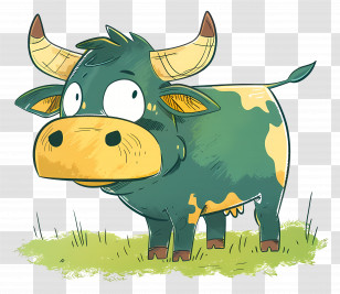 Cow - Cute Cartoon Cow In Pasture Transparent PNG