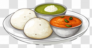 Idli - Idli With Chutney On Plate Transparent PNG